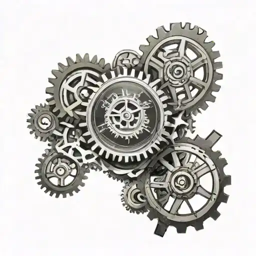 Gears With A Stopwatch Clock With Roman Numeral Numbers
