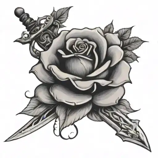 Rose And Sword Intertwined