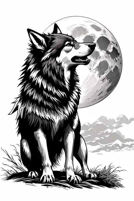 Cherokee Indian Wolf Howling At The Moon