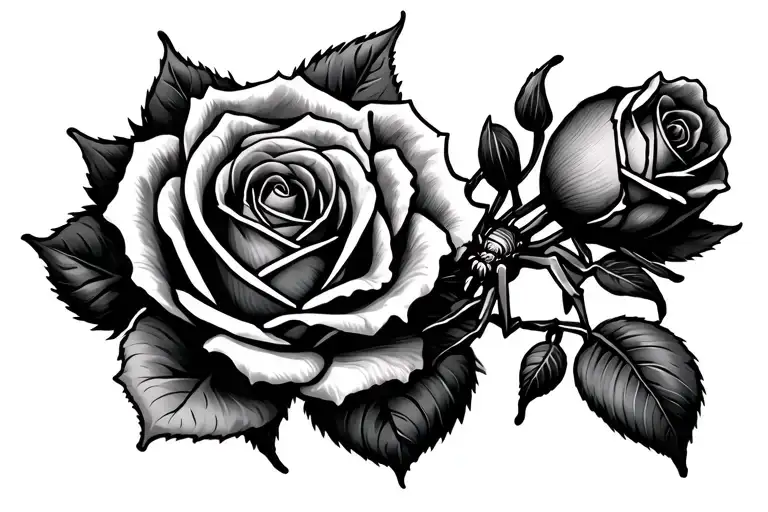 Roses With A Spider Crawling