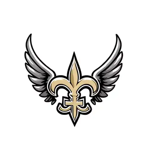 New Orleans Saints Logo Intertwined With Wings And Heart Background