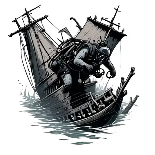 Scuba Diver Exploring A Shipwreck