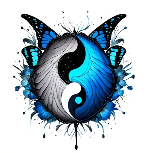 Yin Yang Blue Butterfly Wings
