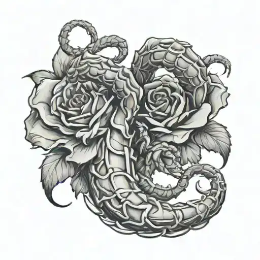 Cross Scorpion Rose Intertwined
