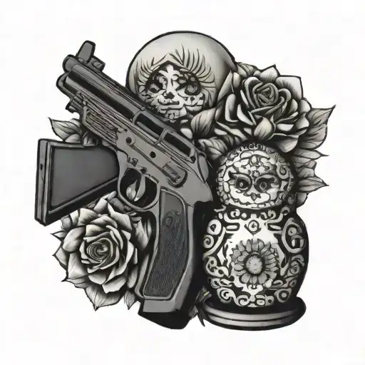 Matryoshka With A Kalashnikov Assault Rifle