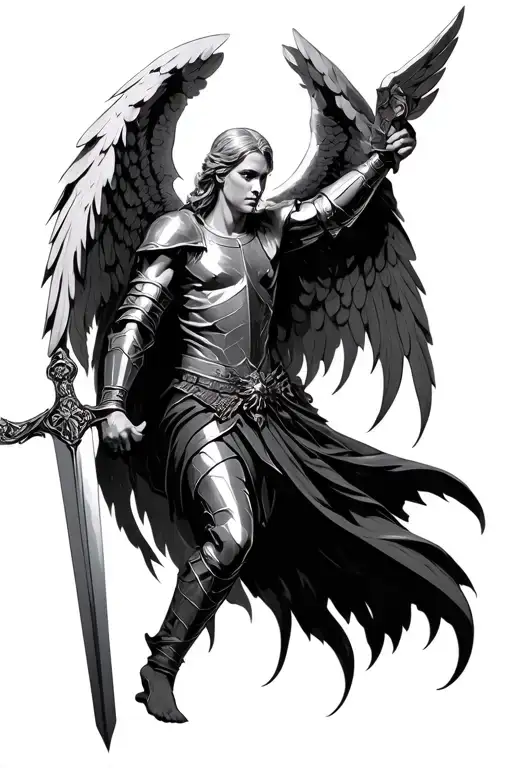 Angel Knight Holding A Sword