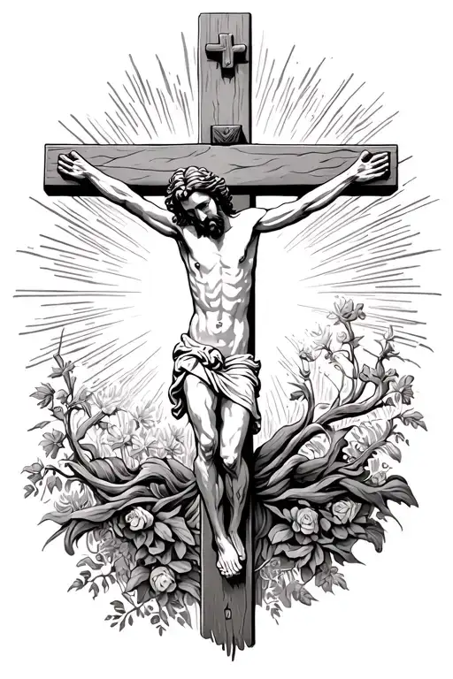 Crucifixion Of Jesus Detailed But Fine Line And Small