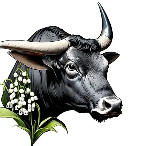 Bull Zodiac Sign And Lily Of The Valley