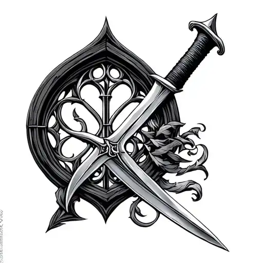 Gothic Window And Sword Intertwined