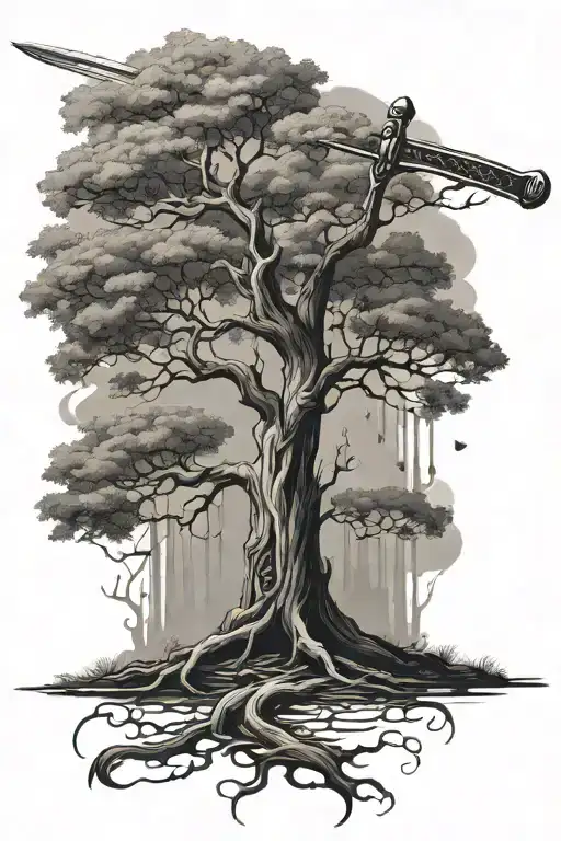 Posion Tree Combined With A Sword Piercing