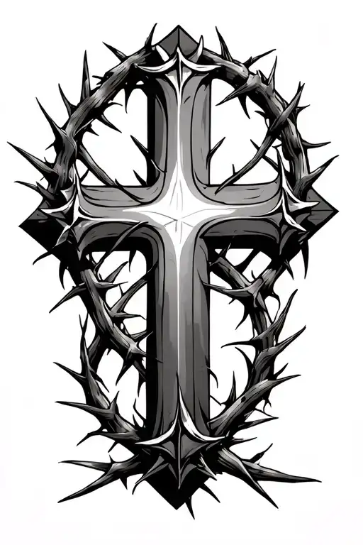 Cross Surrounded Crown Of Thorns