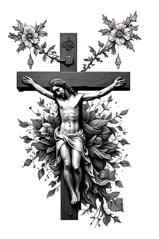 Crucifixion Of Jesus Detailed Fine Line And Small Tattoo Aesthetic For Women