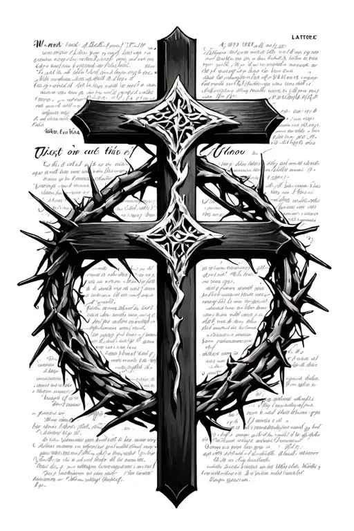 Cross Surrounded Crown Of Thorns Bible Verse Behind It With Other Stuff Surrounding It