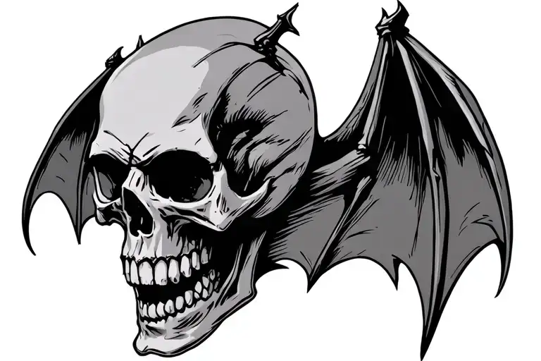 Skull Head With Bat Wings