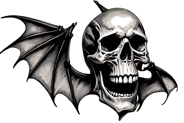Skull Head With Bat Wings