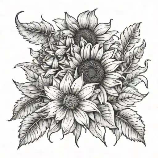 Marigold And Sunflower And Lily And Zinnia Flower With Stem And The Words First Born