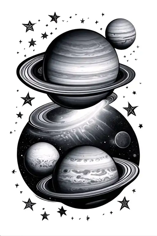 Galaxy With Planets And Stars