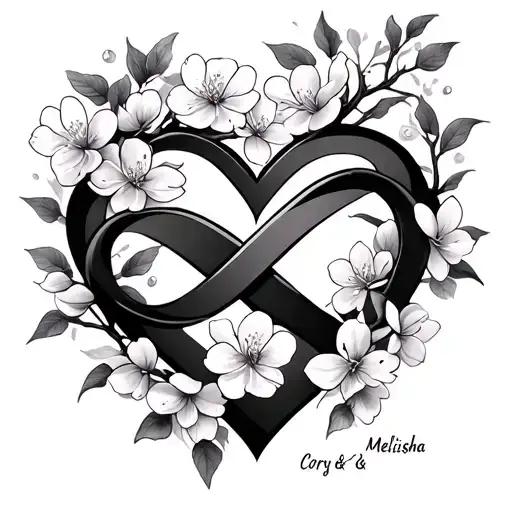 Cherry Blossom Heart Infinity Symbol Tattoo With Names Cory And Melisha