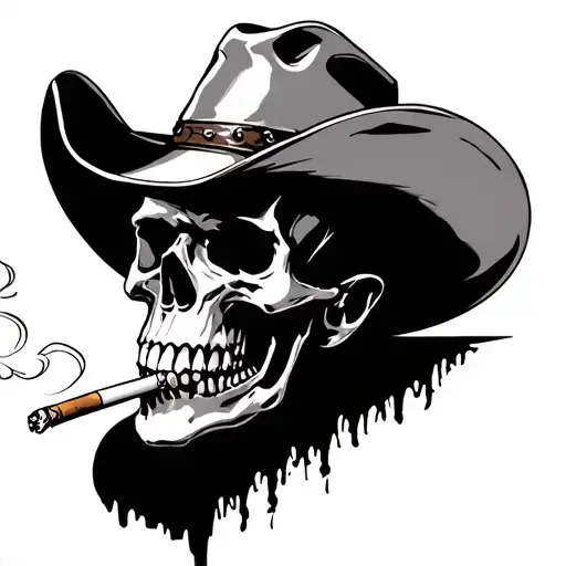 Cowboy Skull Smoking Cigarette