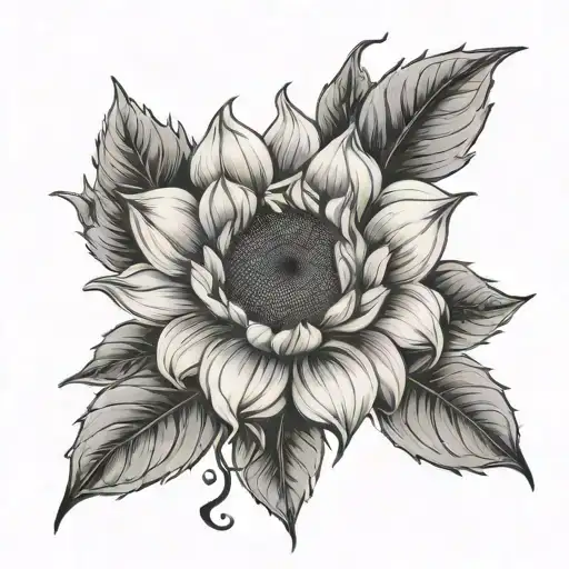 Sunflower And Rose Intertwined