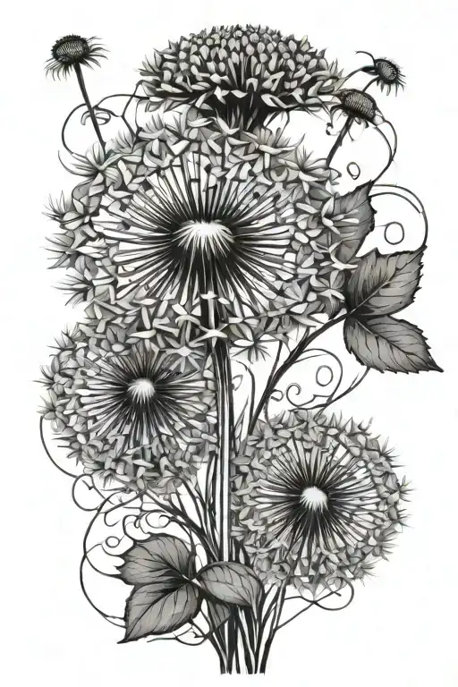 Dandelion Violet Flower Intertwined