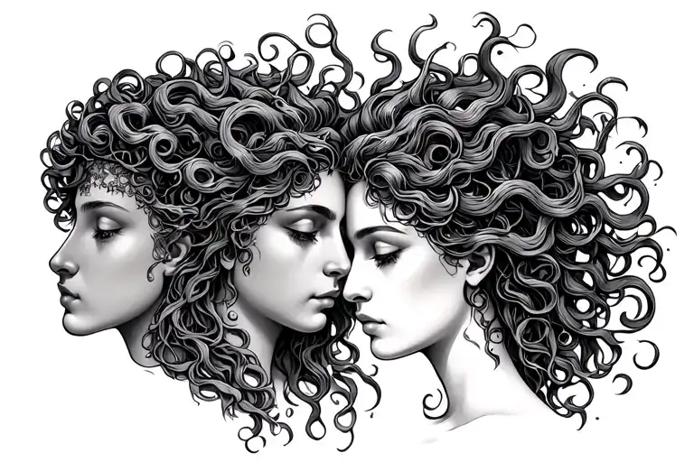 Medusa Greek Mythology And Persephone Greek Goddess Minding Together To Form One Person