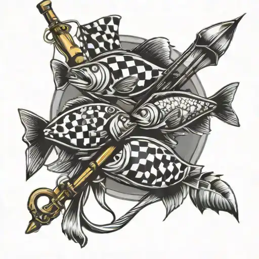 Fishing Poles With Checkered Flags