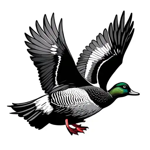 Wooden Carved Mallard Duck Flying