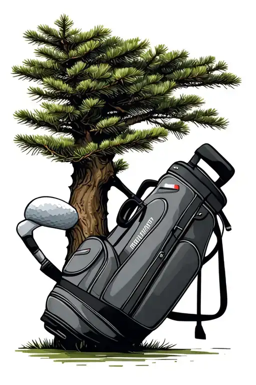 Pine Tree With A Golf Bag Under It Put Forever Love