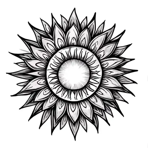 Elbow Tattoo With Sun And Pattern Mandala Design