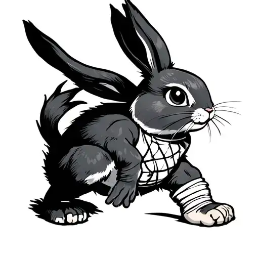 Kung Fu Bunny Missing A Foot With A Bandaged Leg
