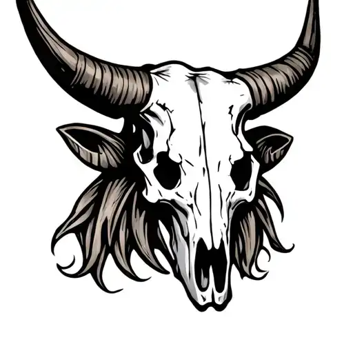 Longhorn Skull Thick Bold Ornament Style