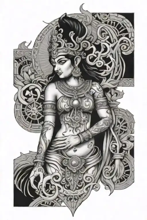 Greek Style Tattoo Featuring Hindu Mythology