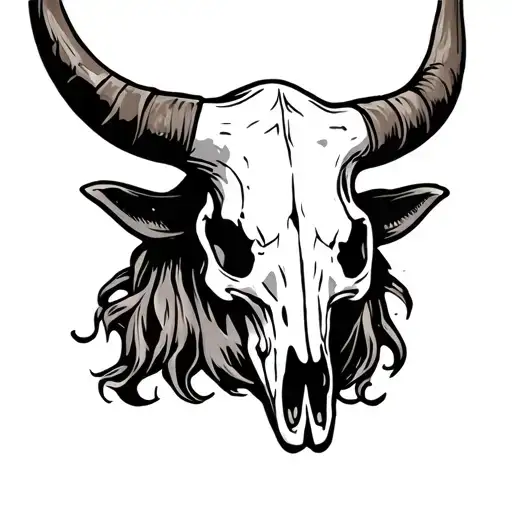 Longhorn Skull Thick Bold Single Line