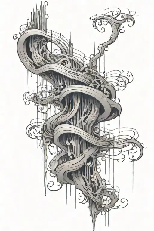 Flowing Lines Resembling Stage Curtains Cascading Down The Spine