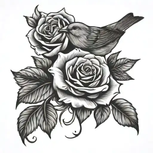 Canary With Roses Growing