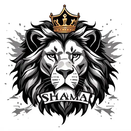 Lion With A Crown And Name In It Shama