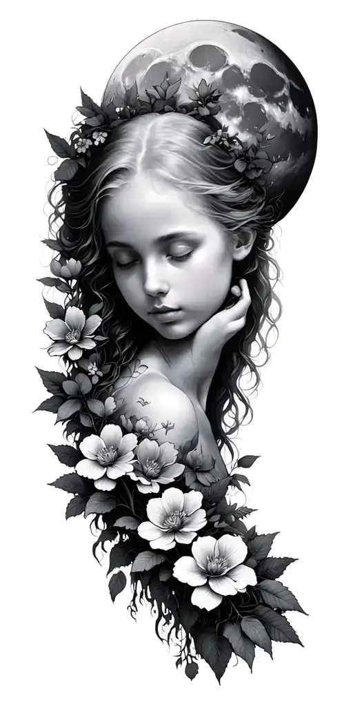 Family Tree Growing Mother Nature Moon Flowers