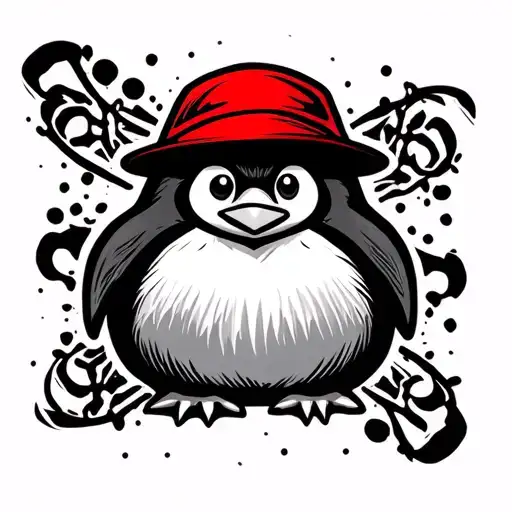 Penguin With Redhat Logo Incorporated