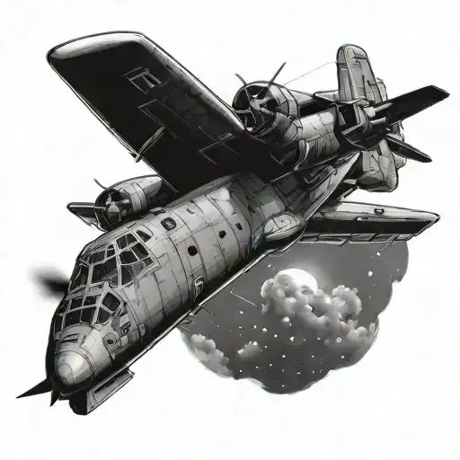 C130 Plane Flying In The Night