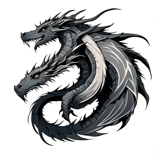 Norse Dragon Back Tattoo With Queen