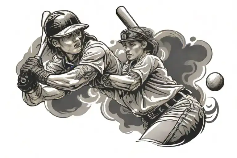 Softball Player Swinging