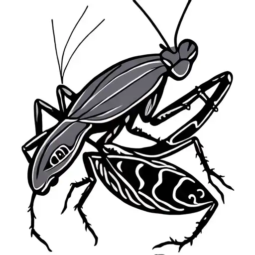 Aborignal Praying Mantis With Aboriginal Art