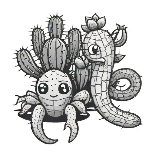 Kawaii Cactus And Scorpion