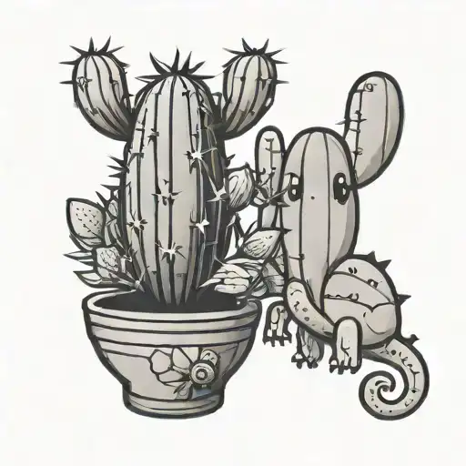 Kawaii Cactus Next To A Scorpion