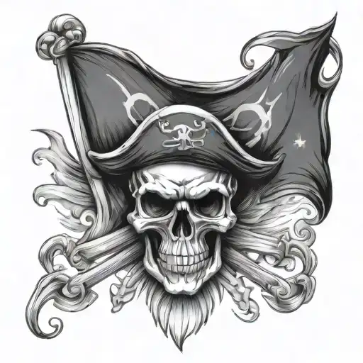 Pirate Skull And Flag
