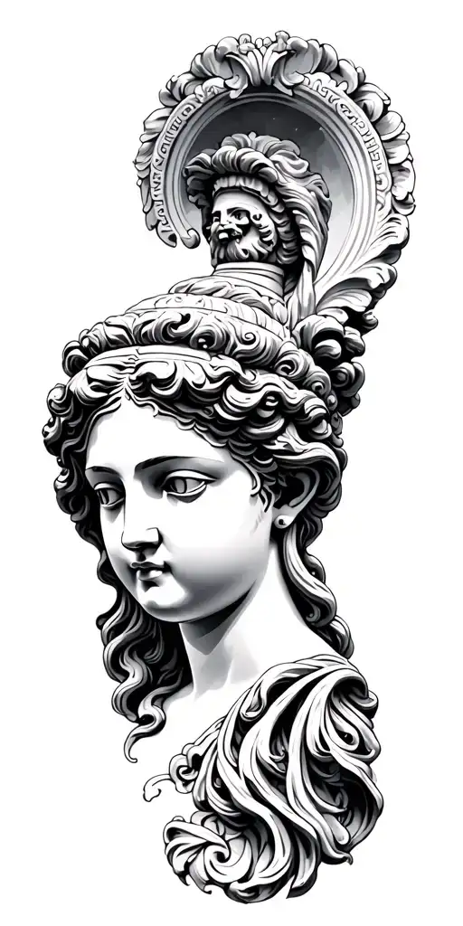 Baroque With Greek Goddess Statue Head