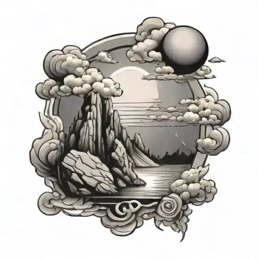 Rocks Clouds And A Sun Shining