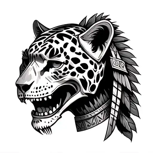 Skull Of A Jaguar Maya Warrior Temple