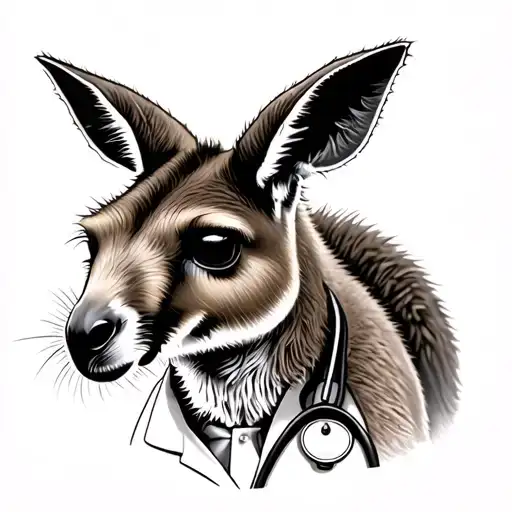 Kangaroo With A Lab Coat And Stethoscope